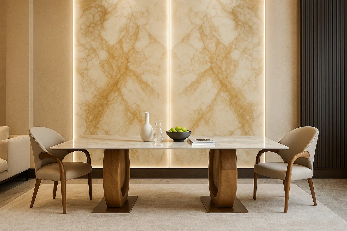Orbis Twin Marble Dining Table