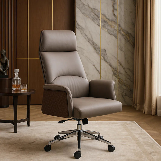 Virtuoso Master Boss Chair, grey-brown, cushioned ergonomic high back

