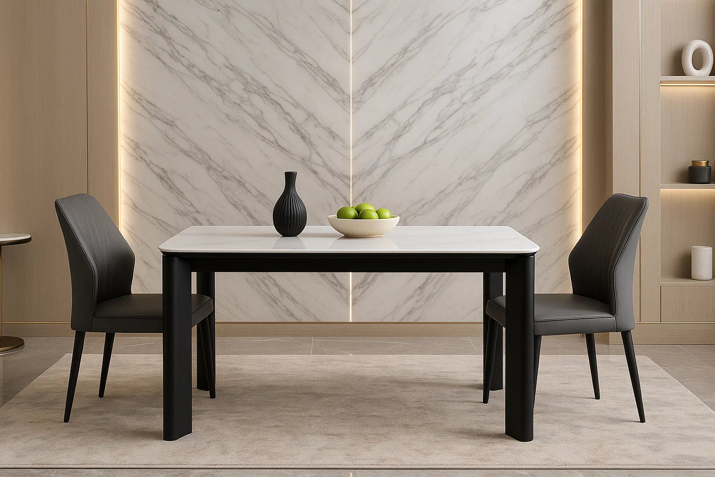 Arvento Noir Marble Dining Table