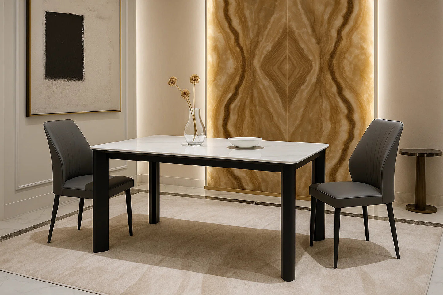 Arvento Noir Marble Dining Table