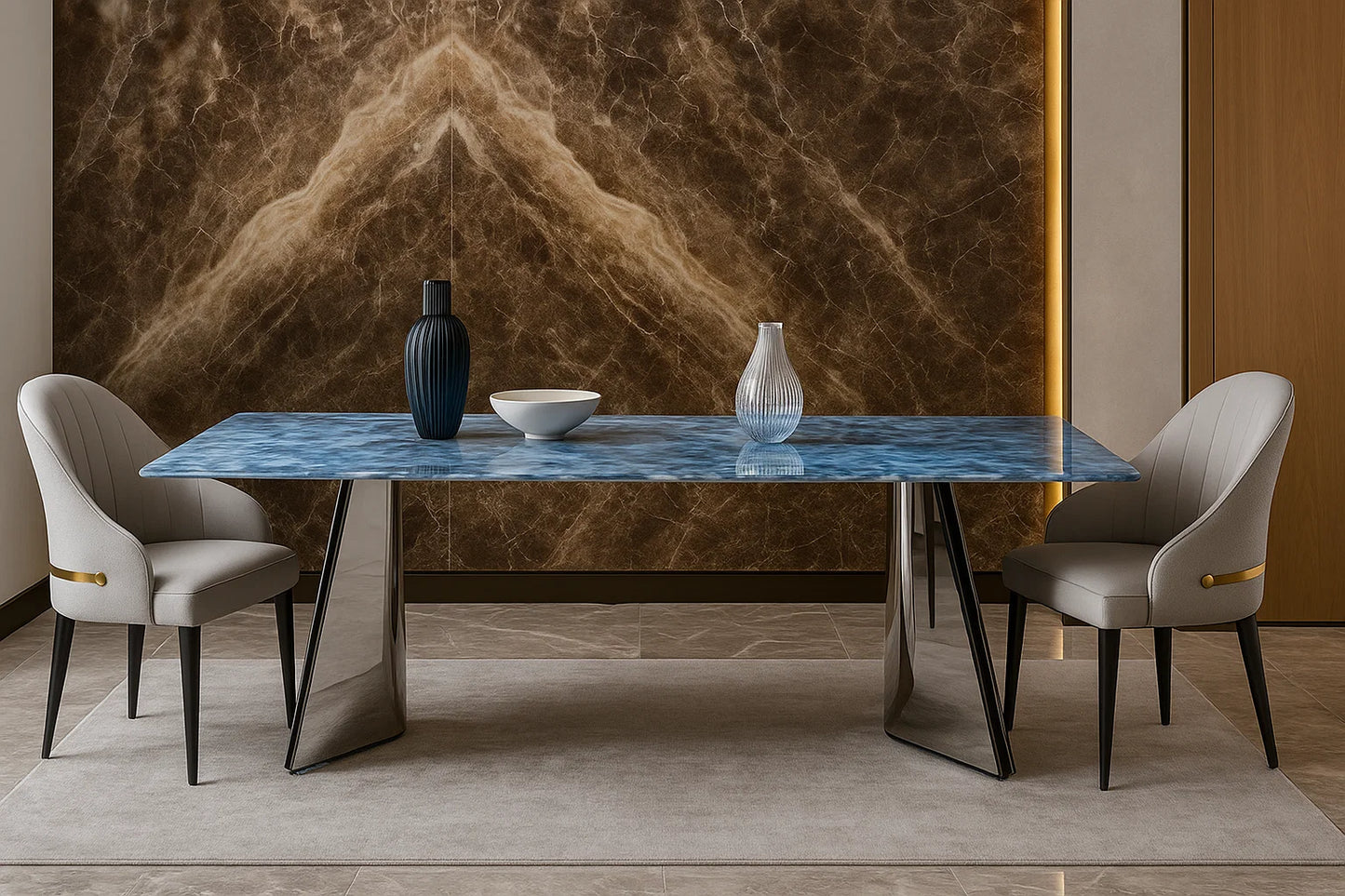 Glacial Mirage Blue Marble Dining Table