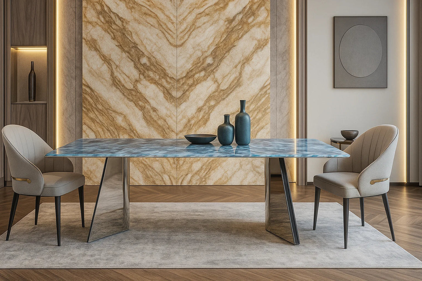 Glacial Mirage Blue Marble Dining Table