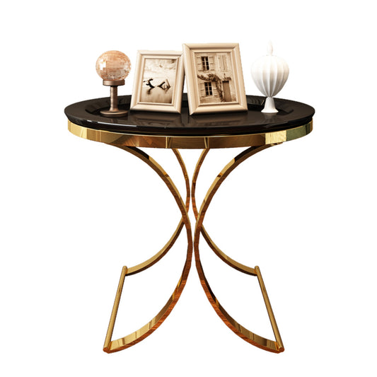 Round Square White Black Marble Side Table